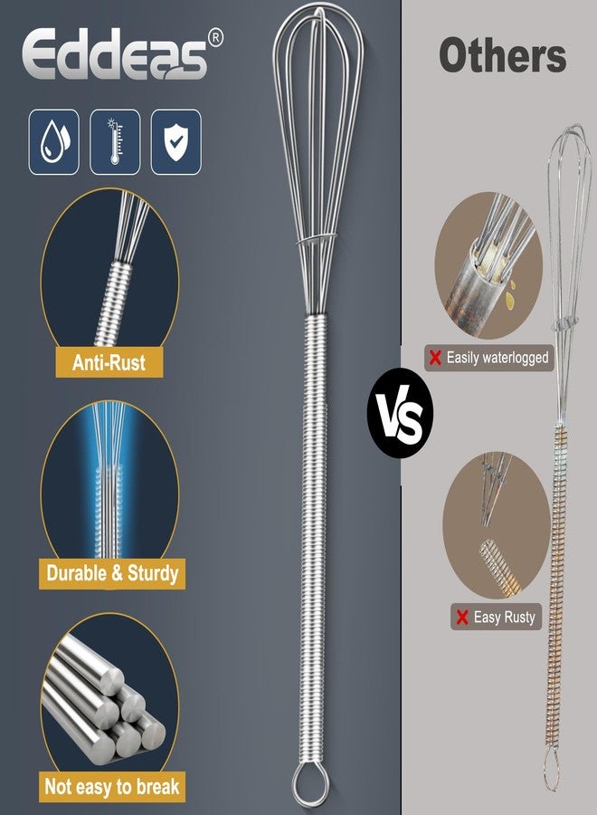 Eddeas Long Mini Whisks Stainless Steel, Eddeas Skinny Small Whisk 10 inch Tiny Whisk With Long handle for Whisking, Beating, Mixing Sauces, Blending Ingredients Kitchen Small Wisk - Image 2
